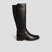 Bottes cavali&egrave;res avec boucles en cuir noir femme