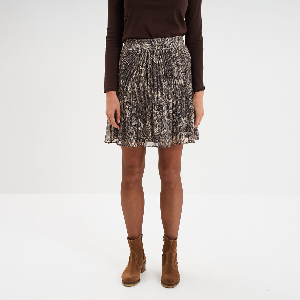 Jupe courte taille élastiquée blanc femme