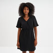 Robe courte col cache-coeur noir femme