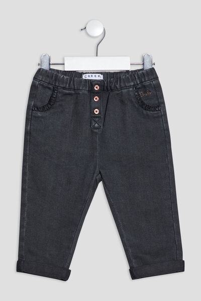 Pantalon slim taille élastiquée gris foncé bébé fille