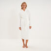 Peignoir long ceintur&eacute; 2 poches blanc femme