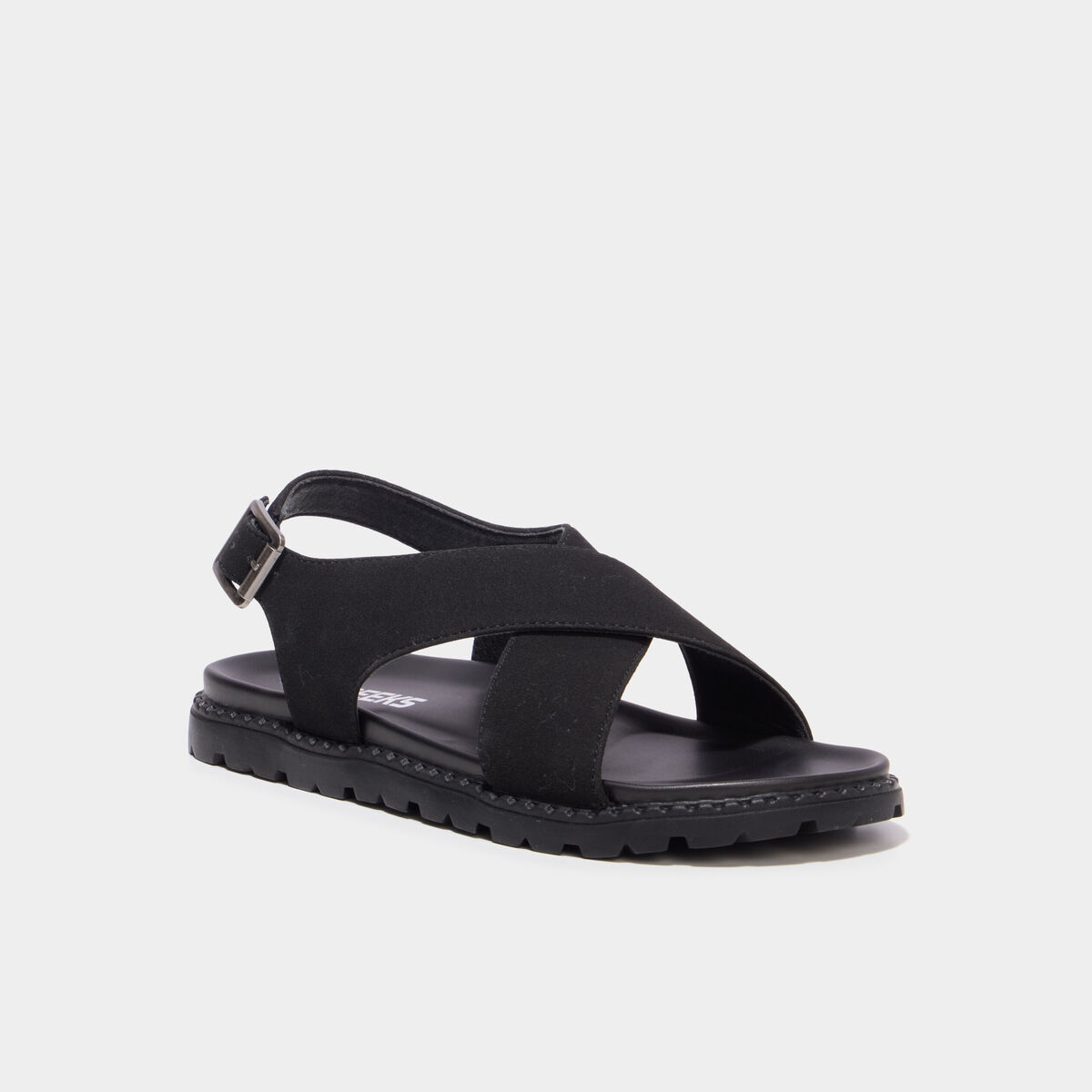 Sandales brides crois&eacute;es noir femme