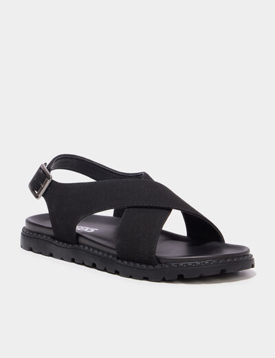 Sandales brides crois&eacute;es noir femme