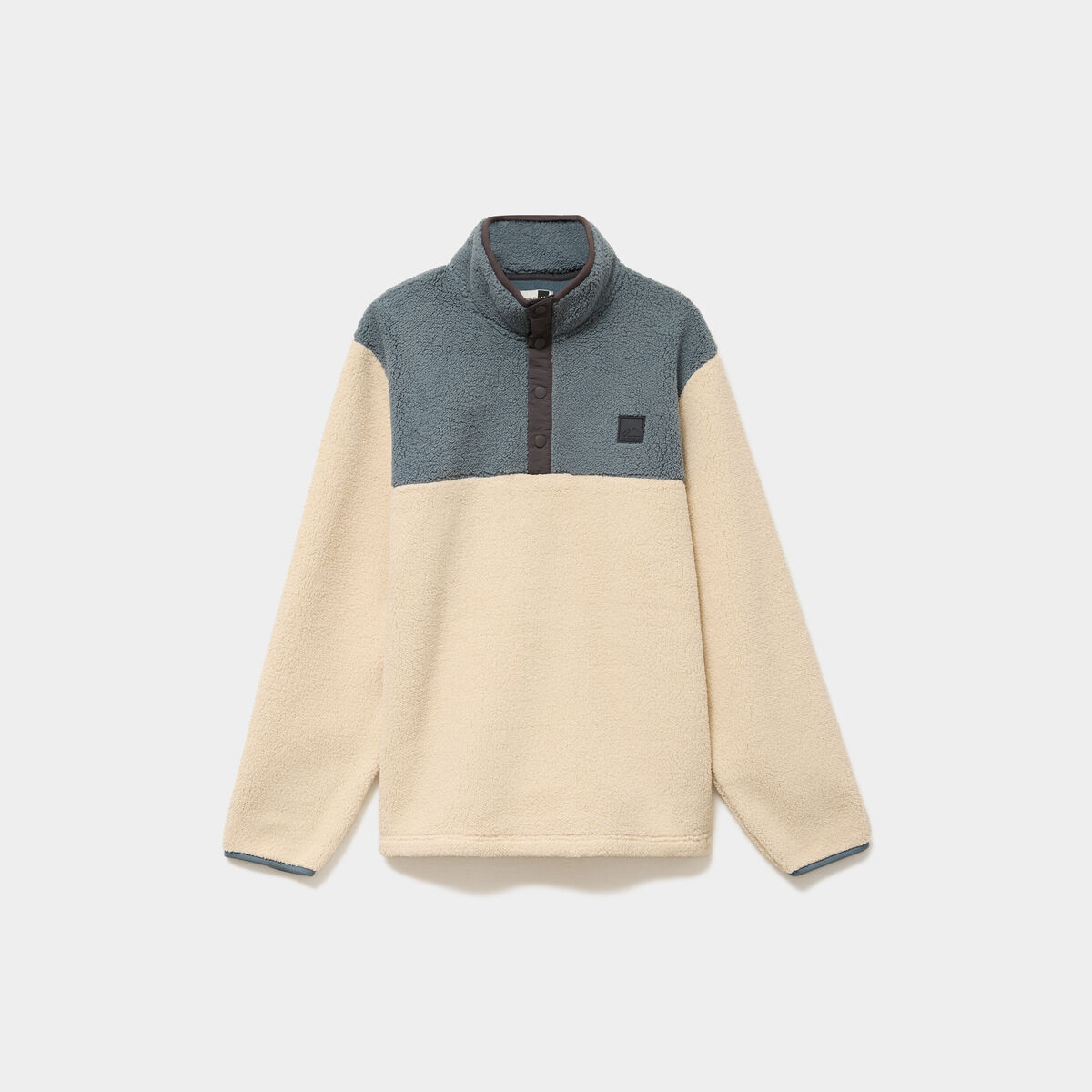 Sweat polaire col camionneur boutons ecru homme