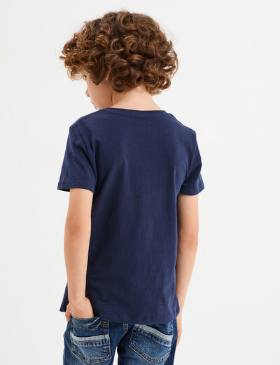 T-shirt droit manches courtes coton bleu marine garçon
