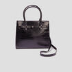 Sac à main aspect croco noir femme