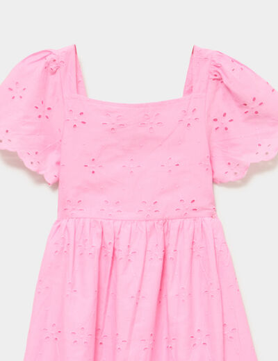 Robe c&eacute;r&eacute;monie broderie anglaise smock&eacute; rose fille