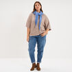 Gilet manches courtes col rond beige femme grande taille