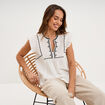 Blouse brod&eacute;e &agrave; volants coton blanc femme