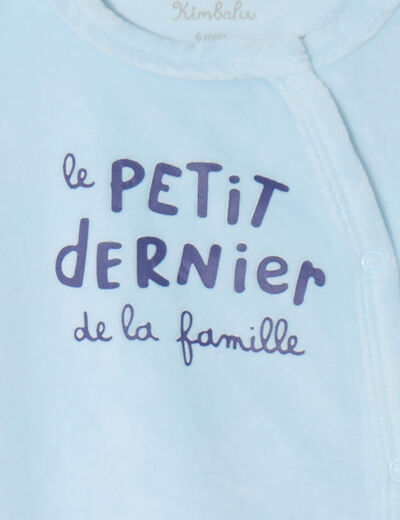 Dors-bien manches longues effet velours bleu ciel bébé garçon