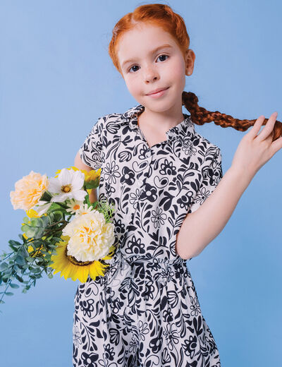 Chemise nouée manches courtes ecru fille
