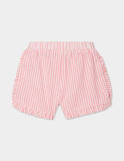 Short à volants et noeud coton Creeks rose corail bébé fille