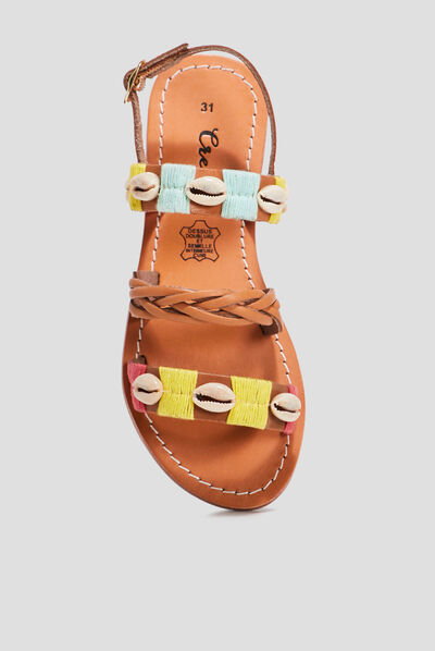 Sandales détails coquillage Creeks camel fille