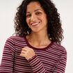 T-shirt ajust&eacute; col rond manches longues bordeaux femme