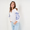 Blouse oversize manches brod&eacute;es coton blanc femme