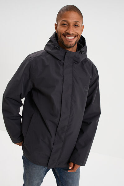 Parka chaude 3-en-1 imperm&eacute;able gris fonc&eacute; homme