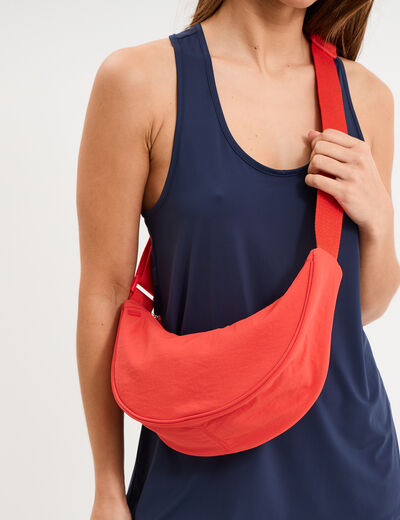 Sac banane en bandouli&egrave;re rouge clair femme