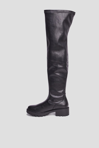 Bottes cuissardes semelle chunky noir femme