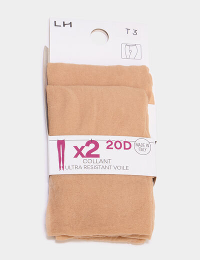 Lot 2 collants voile 20D sable femme