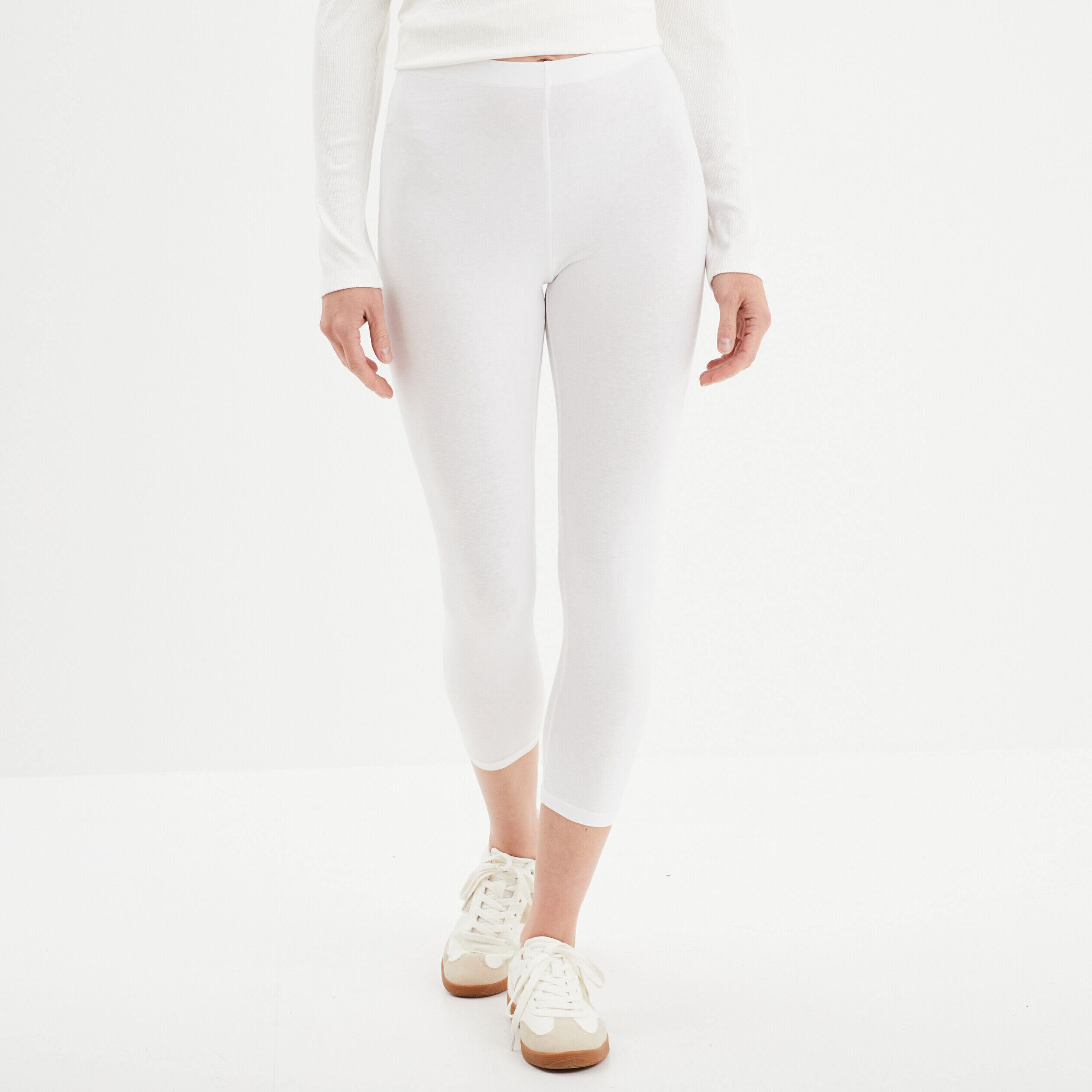 Legging 7/8ème taille élastiquée blanc femme LH