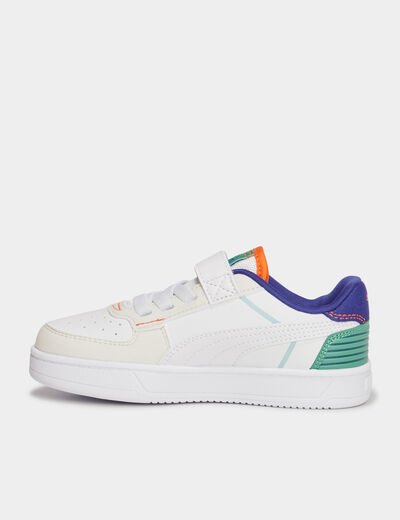 Tennis basses à scratchs Puma Caven blanc garçon