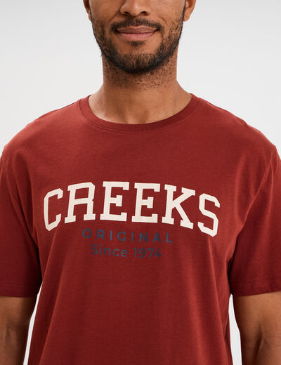 T-shirt droit manches courtes coton rouge foncé homme