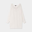 Pull perles et strass au col blanc femme