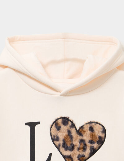 Sweat hoodie oversize ivoire fille