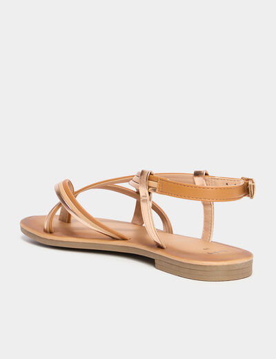Sandales plates multibrides multicolore femme