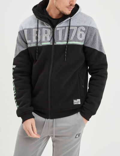 Sweat hoodie zippé à capuche Liberto noir homme