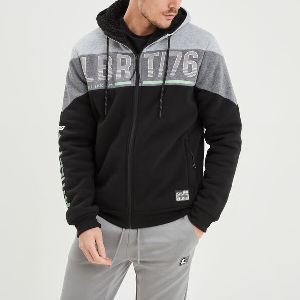 Sweat hoodie zippé à capuche Liberto noir homme