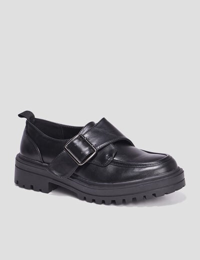 Derbies crantées avec boucle Liberto noir femme