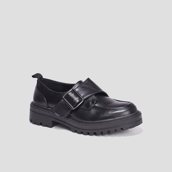 Derbies crantées avec boucle Liberto noir femme