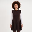 Robe maille sans manches corolle courte marron fonc&eacute; femme