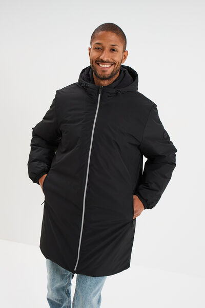 Parka d&eacute;perlante doubl&eacute;e &agrave; capuche noir homme