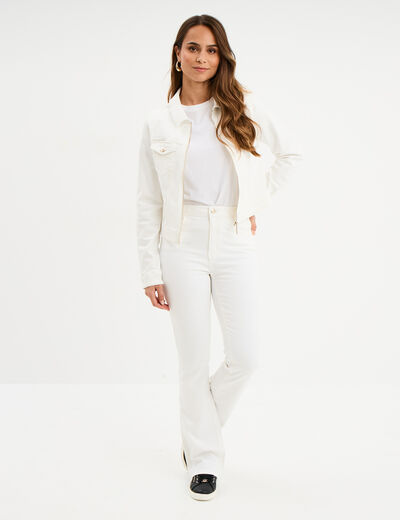 Jeans bootcut taille haute denim blanc femme