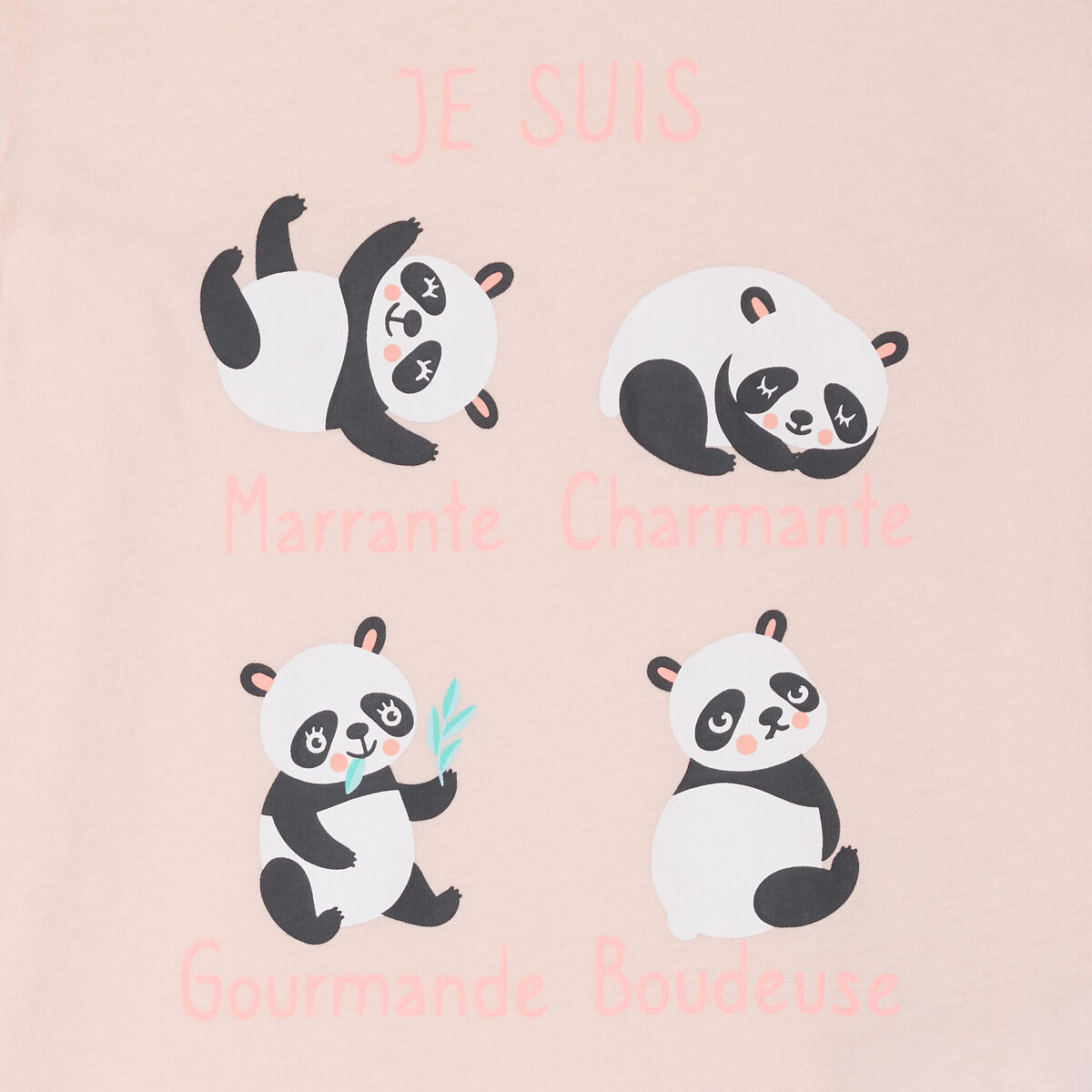 Ensemble pyjama short 2 pi&egrave;ces coton rose poudr&eacute;e fille