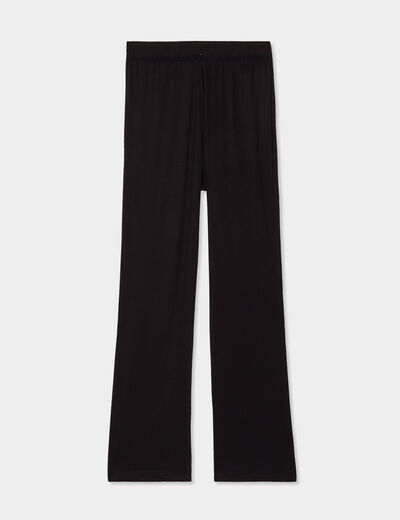 Pantalon de pyjama droit fluide noir femme