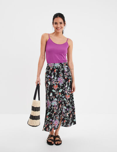 Débardeur coton bretelles réglables violet femme