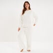 Pantalon effet velours d&eacute;tails torsades blanc femme grande taille