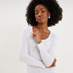 T-shirt coton col rond manches longues blanc femme