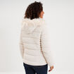 Doudoune simili cuir &agrave; capuche sable femme