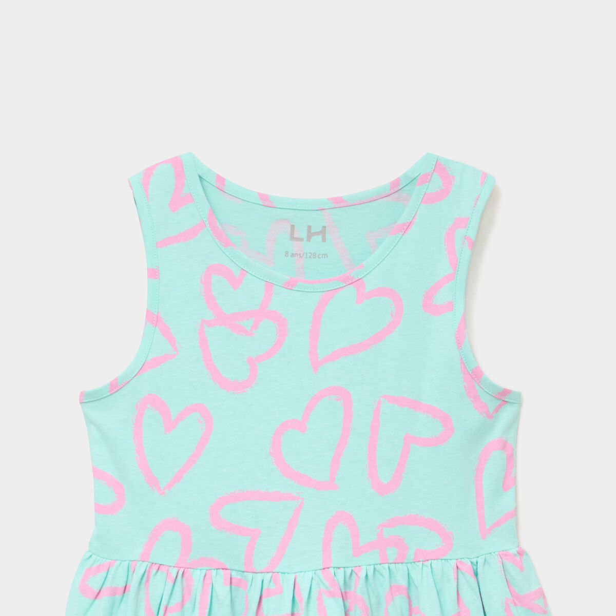 Robe patineuse sans manches coton bleu turquoise fille
