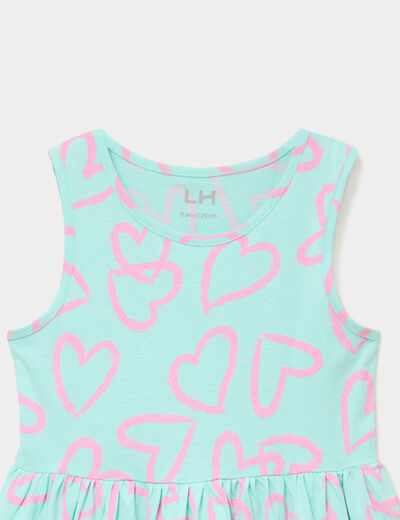 Robe patineuse sans manches coton bleu turquoise fille