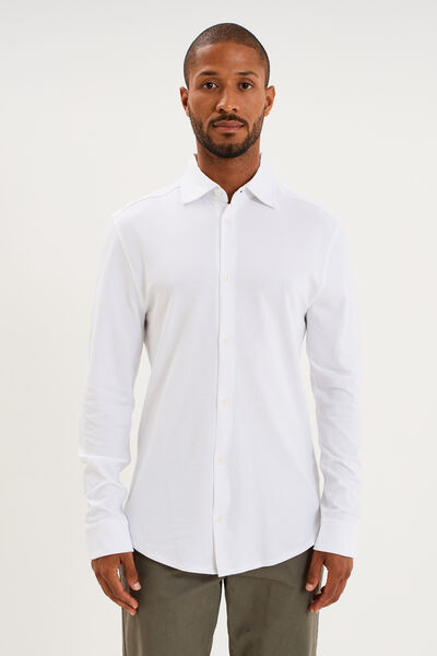 Chemise droite &agrave; manches longues blanc homme