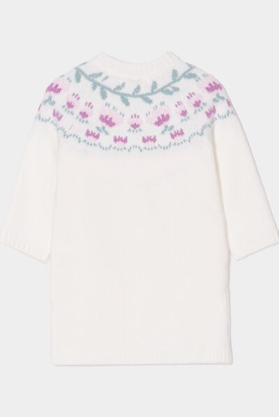 Ensemble robe pull et bandeau Creeks blanc bébé fille