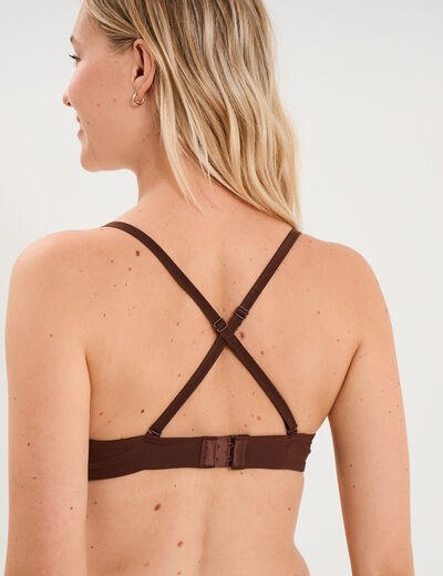 Soutien-gorge triangle bretelles fines marron femme
