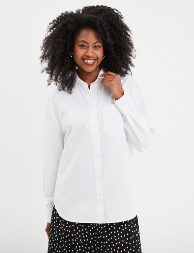 Chemise oversize manches longues blanc femme