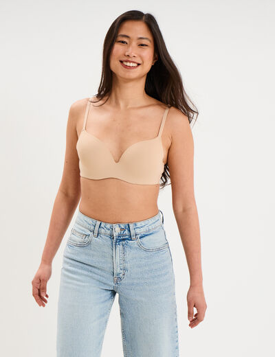 Soutien-gorge push-up microfibre beige femme