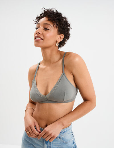 Soutien-gorge triangle sans armatures vert kaki femme